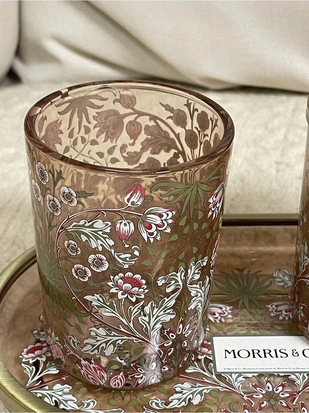 Morris & Co. Floral Bathroom Set - Pink & Gold bathroom accessories set of 6